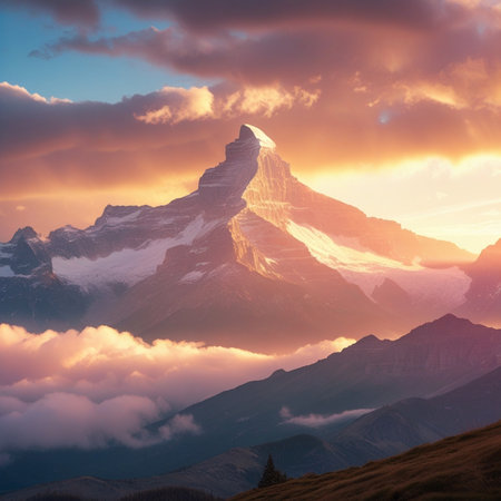 Matterhorn at sunrise, Swiss Alps, Zermatt, Switzerlandの素材