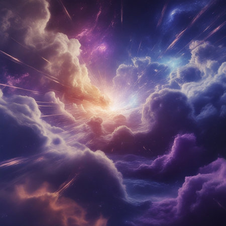 Night sky with stars and nebula, computer generated abstract background, 3D renderingの素材