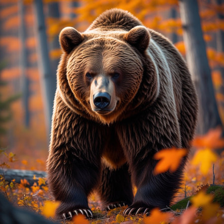 Grizzly bear in the autumn forest. Wildlife scene.の素材