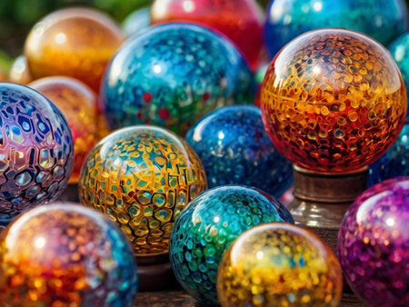 Colorful easter eggs on wooden table, close-up.の素材