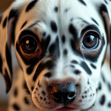 Dalmatian puppy with big eyes close-up. Selective focus.の素材
