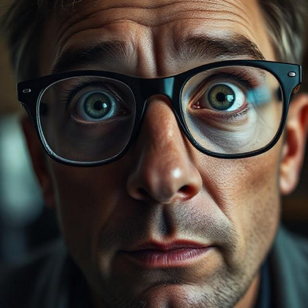 Close-up portrait of a man with glasses. Men's beauty, fashion.の素材