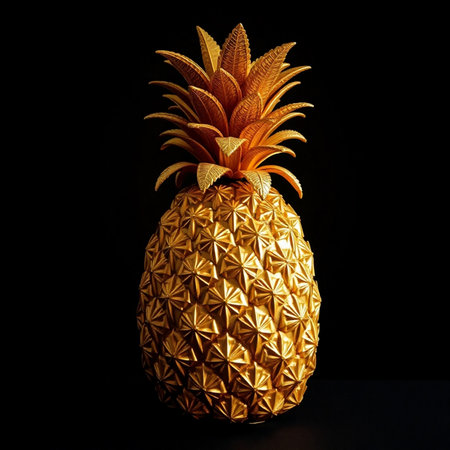 Pineapple on a black background. 3d rendering, 3d illustration.の素材