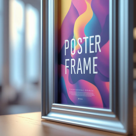Illustration of a picture frame with an abstract background. 3D rendering.の素材