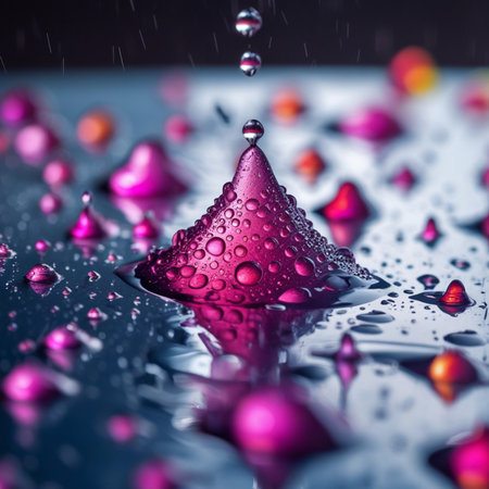 Drops of water on a black background. 3d rendering.の素材