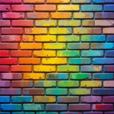 Colorful brick wall background. Colorful brick wall texture background.の素材