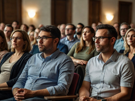 Audience listens to the lecturer at the conference hall. Business and Entrepreneurship concept.の素材