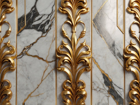 Beautiful gold ornament wall, closeup. Luxury backgroundの素材
