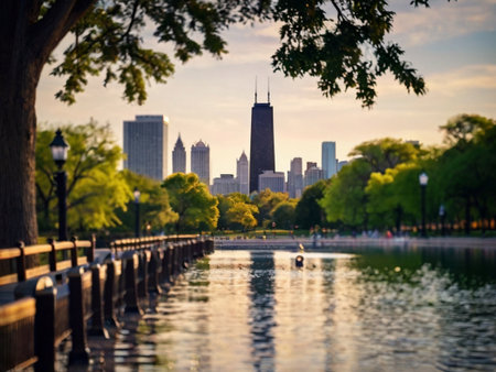 Lake Michigan at sunsetの素材