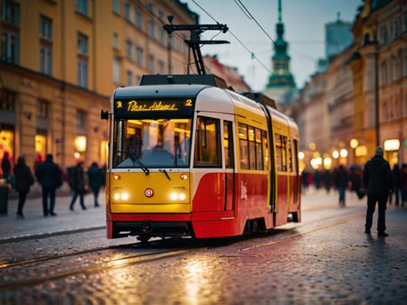 Tram in Prague, Czech Republicの素材