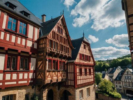 Beautiful half-timbered houses in Petite France, Strasbourgの素材