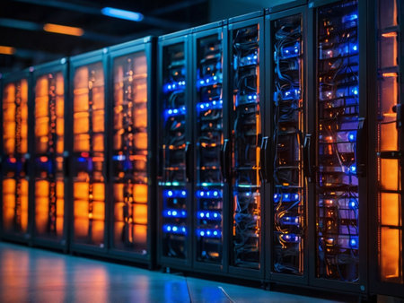 Network servers in data room Domestic Room. Concept of Backup and hosting.の素材