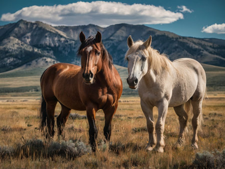 Wild Horses in Utah, United States of America. Autumn season.の素材