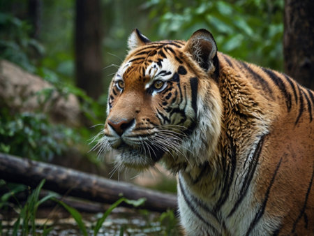 Portrait of Sumatran Tiger (Panthera tigris altaica)の素材