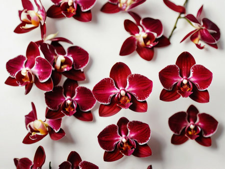 Beautiful red orchid flowers on white background, close up.の素材