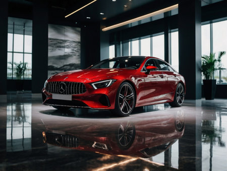 Mercedes-Benz AMG on display during the Frankfurt IAA Motor Show in Frankfurt, Germany.の素材