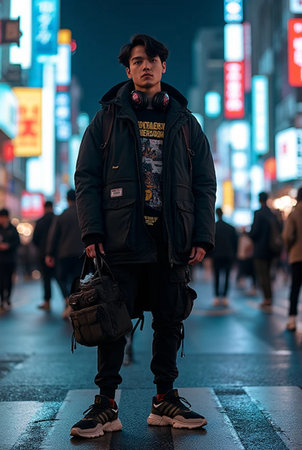 Unidentified Japanese man walking in Akihabara, Tokyo, Japan. Akihabara is one of Tokyo's most popular tourist destinations.の素材