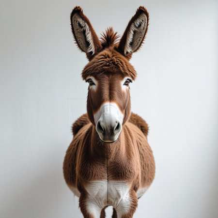 Donkey on a white background. Beautiful portrait of a donkey.の素材