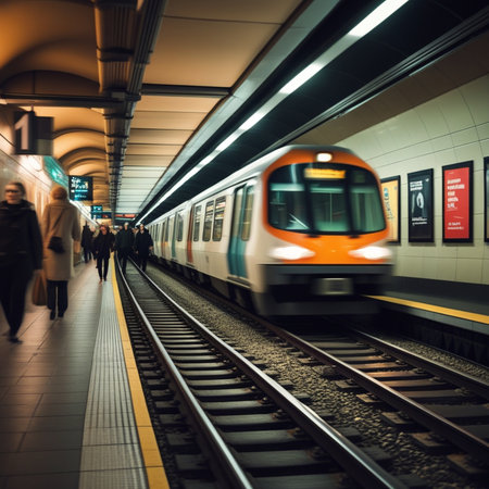 Milan Metro station. Milan Metro is the world's longest fully automated metro network (75 km).の素材