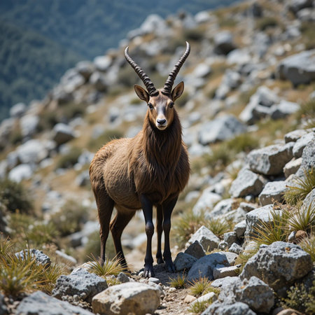 Chamois (Rupicapra rupicapra) in the mountainsの素材
