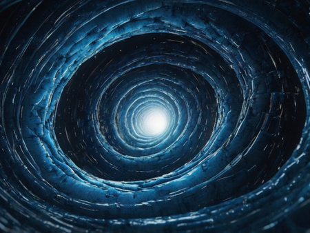 Abstract blue tunnel with light inside. 3D rendering and illustration.の素材