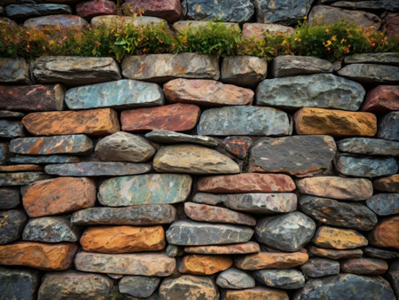 Background of stone wall texture. Old grunge stone wall background.の素材