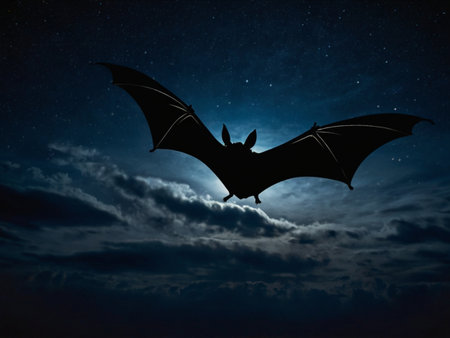 Bat flying in the night sky. Halloween concept. 3D Renderingの素材