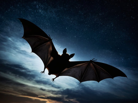 Bat flying in the night sky. Halloween concept. 3D renderingの素材