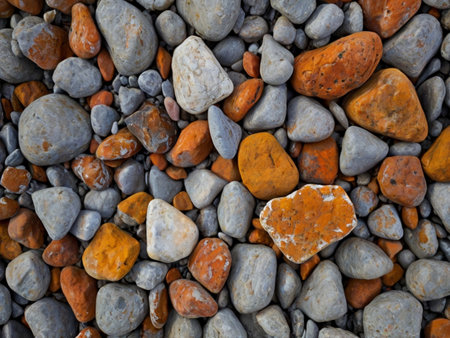Colorful pebbles on the beach, closeup of photoの素材