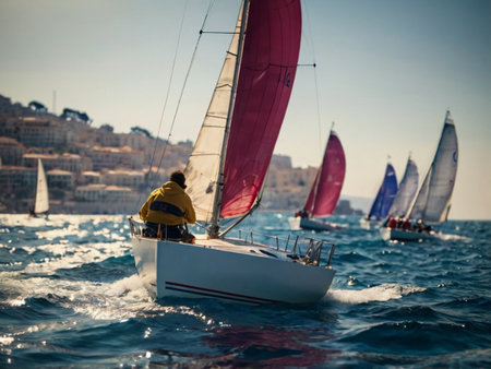 Sailing regatta in the Adriatic Sea, Italy.の素材