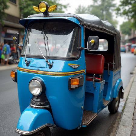 Tuk tuk rickshaw on the street in Bangkok, Thailandの素材
