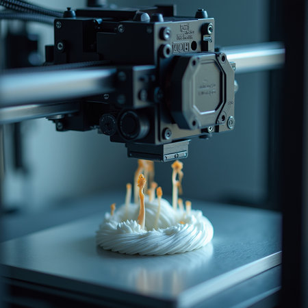 3D printer printing white plastic filament. 3D printing technology.の素材