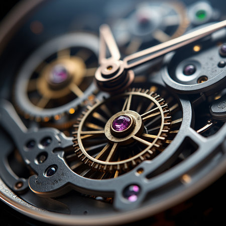 Detail of the mechanism of an old watch. Close-up.の素材