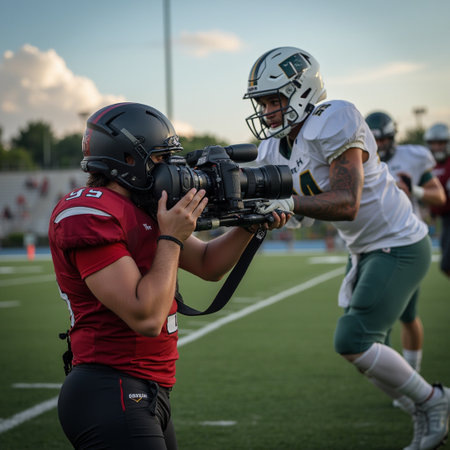 American football match between the teams Kharkiv and Kharkiv.の素材