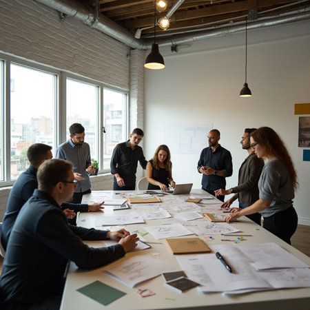 Group of business people working together in creative office. Multiethnic startup business team at meeting.の素材