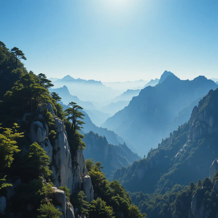 Mountain landscape in Huangshan National Park, Anhui Provinceの素材