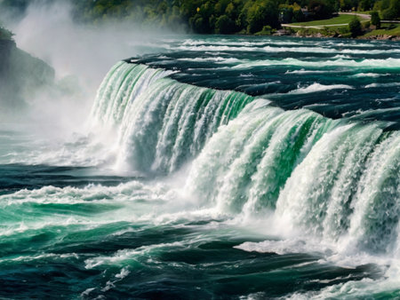 Niagara Falls in summer, USA. Niagara Falls is the largest waterfall in the world.の素材