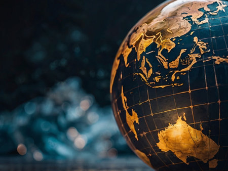 Globe on a dark background. Copy space. Travel concept.の素材