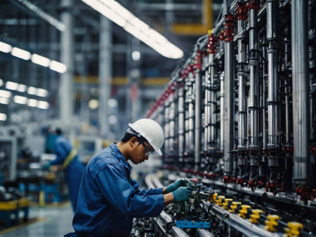 Technician working on the production line in a factory. Industrial conceptの素材