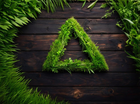 Conceptual image of grass in the shape of a triangle.の素材