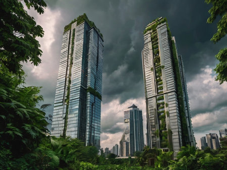 Modern skyscrapers in the city of Shenzhen, China.の素材