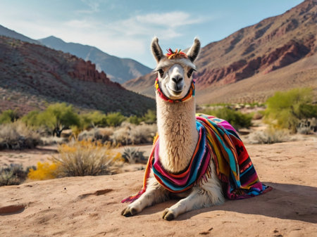 Llama in the desert of Arizona, United States of Americaの素材