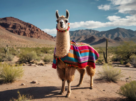 Llama in the desert of Arizona, United States of Americaの素材