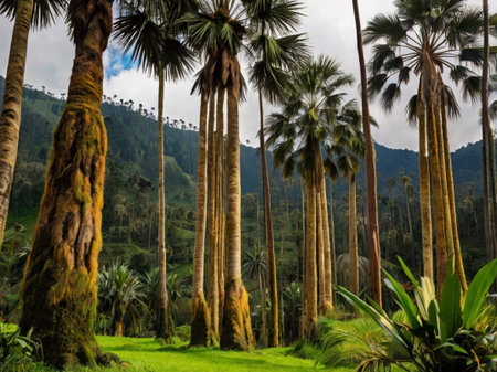 Palm trees in the jungle of the island of Bali, Indonesiaの素材