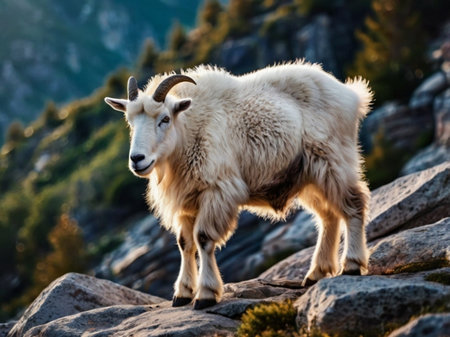 Mountain Goat in the Rocky Mountains of Colorado, United States.の素材