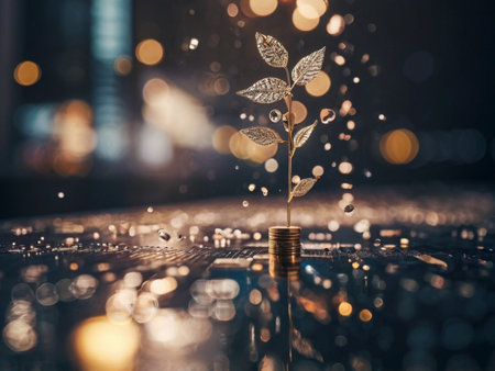 Investment concept, Coins stack with bokeh background, business ideaの素材