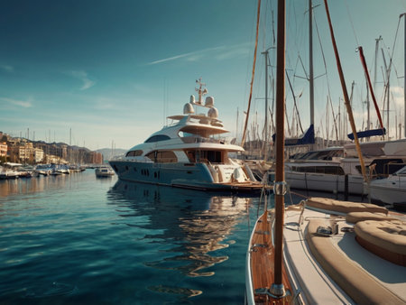 Yachts and boats in the port of Marseille, Franceの素材