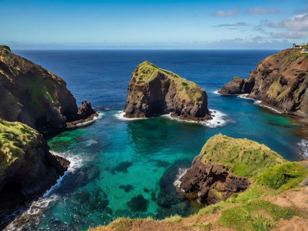 Beautiful view of the coast of the island of Madeira, Portugalの素材