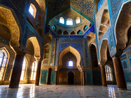 Interior view of the Madrasah in Samarkand, Uzbekistanの素材