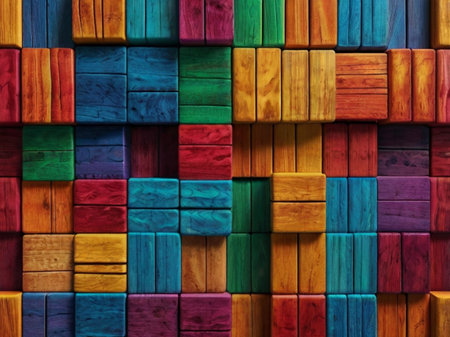 Colorful wooden cubes as a background. Wooden blocks as a background.の素材